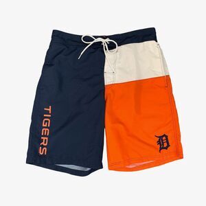 G-III Detroit Tigers Swim Trunks Mens M Medium Blue Orange White Brief Lined